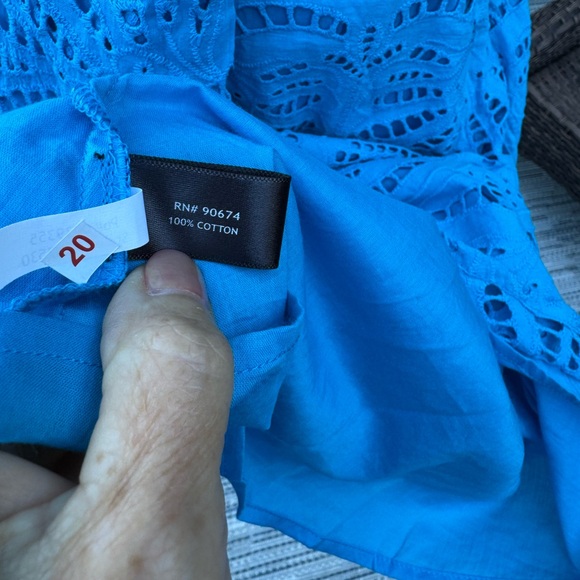 Boston Proper Malibu Blue Eyelet Sleeveless Dress MIDI size 2 side zipper - Picture 13 of 16